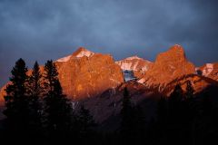 Morning light on Rundle Range Mountains from Higashikawa Friendship Trail, Canmore, Alberta, Canada