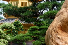 Rock garden with golden pagoda, The Pavilion of Absolute Perfection, Nan Lian Garden, Kowloon (Diamond Hill), Hong Kong