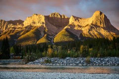 Morning Light Ha Ling Mountain, Bow River, Canmore, Alberta, Canada,