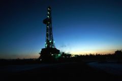 Akita drilling rig 45 - night view