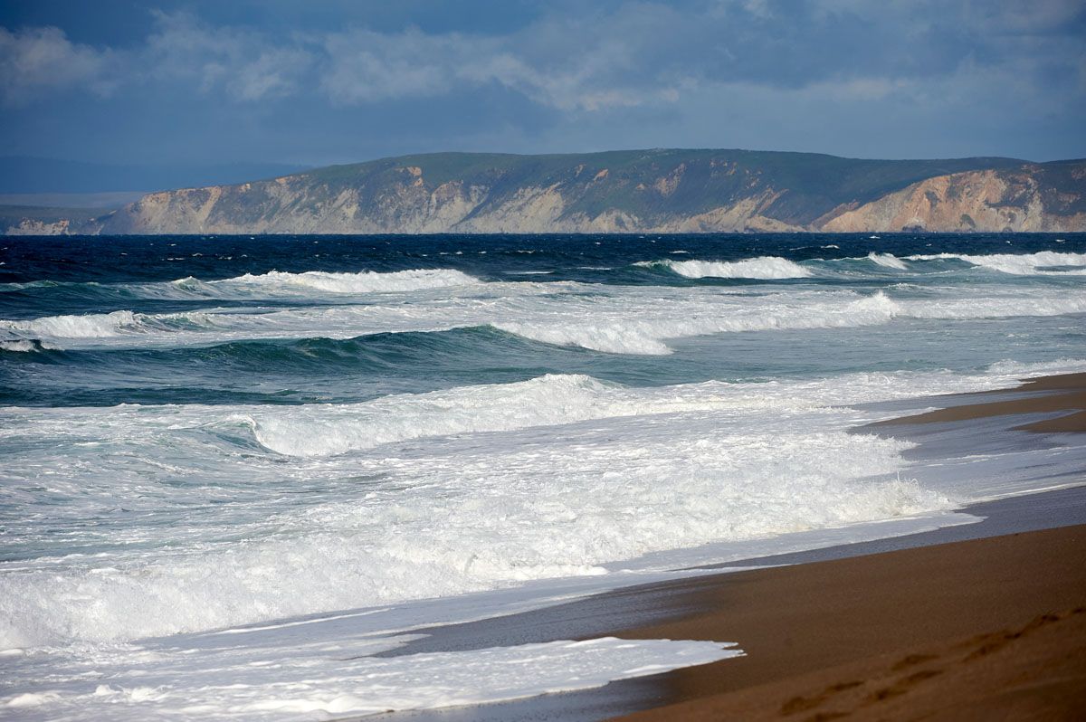 Waves pound the beach at Point Reyes Beach North, , Point Reyes National Seashore, California, USA