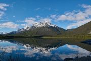 Old Goat Mountain reflected in Goat Pond, Kananaskis Country, Alberta, Canada