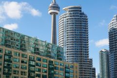 View of CN Tower and downtown Toronto, Harbourside, Toronto , Ontario, Canada