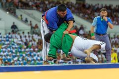 Ashgabat 2017 - 5th Asian Indoor & MartialArts Games 20-09-2017. Beltwrestling - W. Orazmuradow (TKM) v Odiljon Suyunov (UZB) - Mens 100Kg division