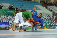 Ashgabat 2017 - 5th Asian Indoor & MartialArts Games 20-09-2017. Beltwrestling - S. Rakhimov (UZB) v Mahmad Mirov (TJK) - Mens +100Kg division