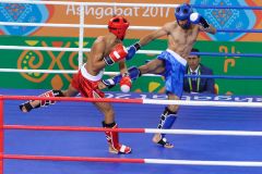 Ashgabat 2017 - 5th Asian Indoor & MartialArts Games 24-09-2017. Kickboxing - Tianhao Feng (CHN) v Dawran Rajabi (AFG) - Mens LK 63.5Kg division
