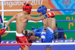 Ashgabat 2017 - 5th Asian Indoor & MartialArts Games 24-09-2017. Kickboxing - Tianhao Feng (CHN) v Dawran Rajabi (AFG) - Mens LK 63.5Kg division
