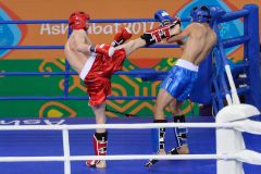 Ashgabat 2017 - 5th Asian Indoor & MartialArts Games 24-09-2017. Kickboxing - Chingiskhan Tlemissov (KAZ) v Muhammet Altybayew (TKM) - Mens LK 63.5Kg