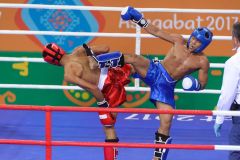 Ashgabat 2017 - 5th Asian Indoor & MartialArts Games 24-09-2017. Kickboxing - AHamza Abughazleh (JOR) v Robin Catalan (PHI) - Mens LK 51Kg division