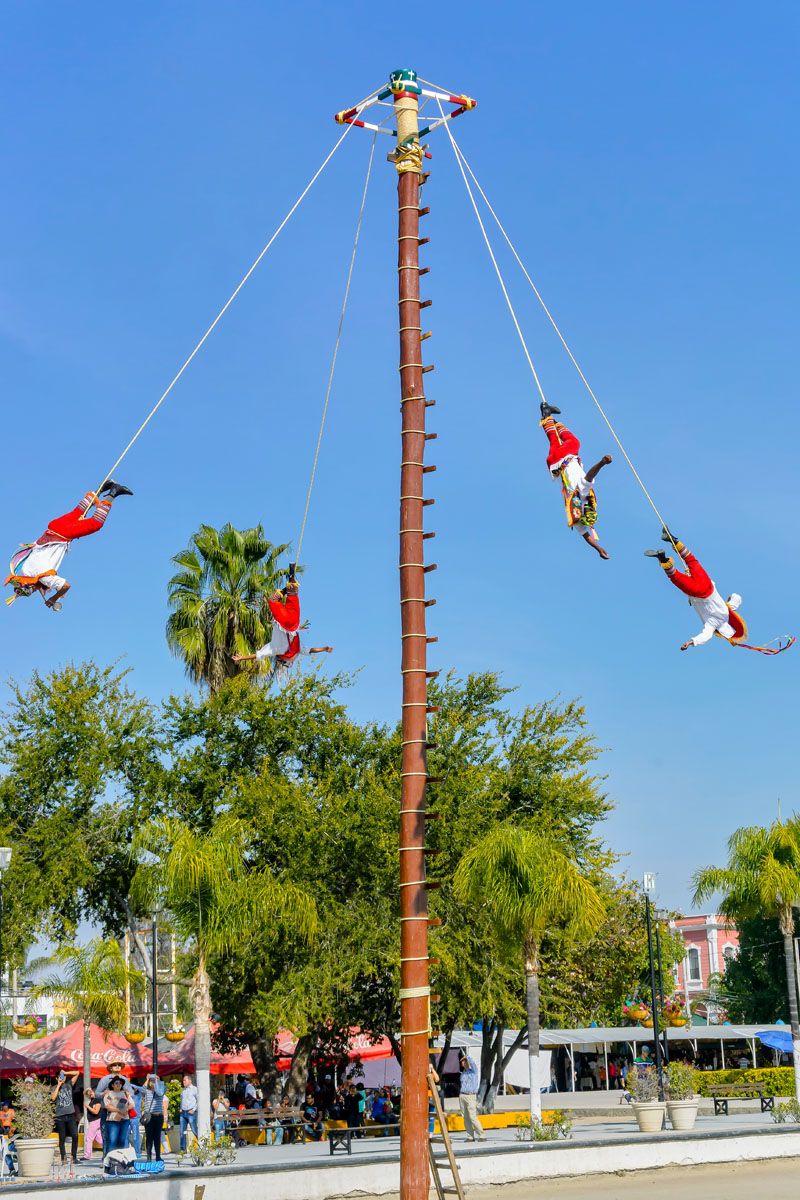 Danza de los Voladores (Dance of the Flyers), or Palo Volador (pole flying), Chapala, Jalisco, Mexico
