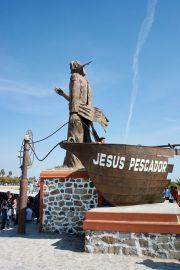 Statue of Jesus - saviour of fishermen (Jesus pescador), by sculptor Dino Mario Zilla, Chapala, Jalisco, Mexico