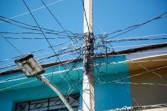 Tangle of electrical wires in Ajijic, Jalisco, Mexico.