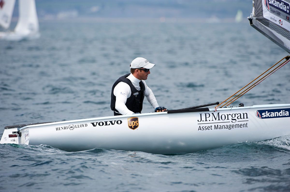 Ben Ainslie (GBR), Sailing Olympic Test Event, Finn men's one person dinghy (heavyweight), Weymouth, England, Photo by: Peter Llewellyn