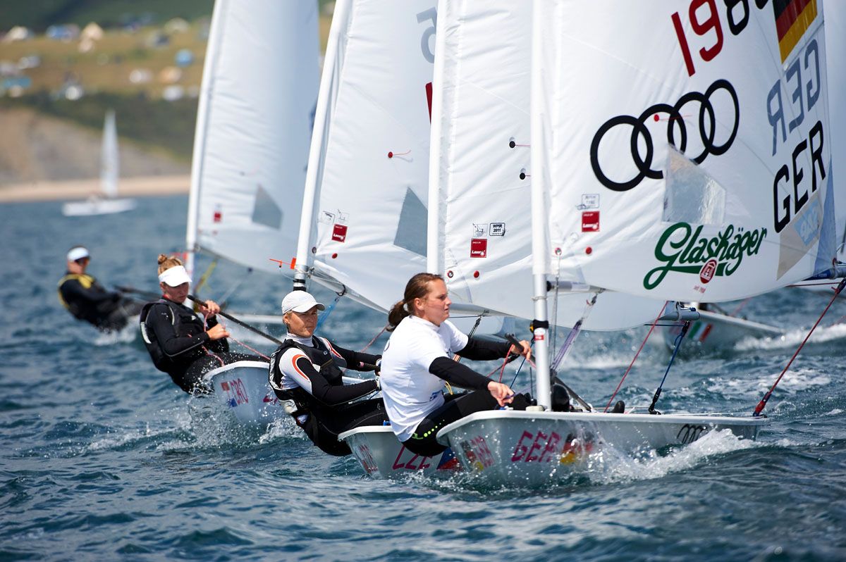 Franziska Goltz (GER), Laser Radial, women's one person dinghy, Sailing Olympic Test Event, Weymouth, England, Photo by: Peter Llewellyn