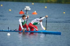 Andre BAHDANOVICH and Aliaksandr BAHDANOVICH (BLR), Canoe Sprint Olympic Test Event, men's 1000m C2, Eton Dorney Lake Eton Dorney, England, Photo by: Peter Llewellyn
