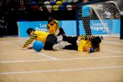 The London Prepares Goalball Paralympic Test Event - Sweden v China, Handball Arena, Olympic Park, London, England December 3, 2011. Handball is played by blind or partially sighted athletes wearing an eye shade to ensure no sight.