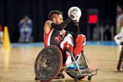 14 August 2015: TO2015 Parapanam Games, Wheelchair Rugby Gold medal match Canada v USA, Mississauga Sports Centre. Trevor Hirsch