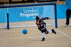 Jennifer ARMBUSTER (USA) makes an attacking throw during  Canada v USA, The London Prepares Goalball Paralympic Test Event - Handball Arena, Olympic Park,  London, England December 3, 2011. Canada went on to win 5 - 1

Handball is played by blind or partially sighted athletes wearing an eye shade to ensure no sight.