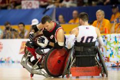 14 August 2015: TO2015 Parapanam Games, Wheelchair Rugby Gold medal match Canada v USA, Mississauga Sports Centre. Mike Whitehea
