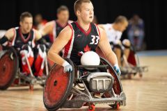 14 August 2015: TO2015 Parapanam Games, Wheelchair Rugby Gold medal match Canada v USA, Mississauga Sports Centre. Zak Madell (3