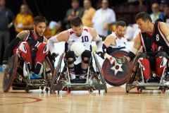 14 August 2015: TO2015 Parapanam Games, Wheelchair Rugby Gold medal match Canada v USA, Mississauga Sports Centre. Josh Wheeler