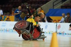 14 August 2015: TO2015 Parapanam Games, Wheelchair Rugby Bronze medal match Brazil v Columbia, Mississauga Sports Centre. Alexan