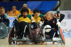 14 August 2015: TO2015 Parapanam Games, Wheelchair Rugby Bronze medal match Brazil v Columbia, Mississauga Sports Centre. John O