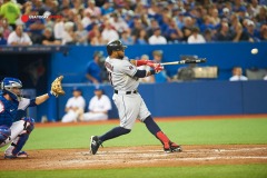 September 2 2015: Cleveland Indians Designated hitter Carlos Santana (41) [7519] batting against Toronto Blue Jays in the second inning at Rogers Centre in Toronto, ON, Canada.
