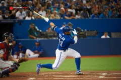 September 19 2015: Toronto Blue Jays Center field Kevin Pillar (11) [9414] batting against Boston Redsox in the first inning at Rogers Centre in Toronto, ON, Canada.