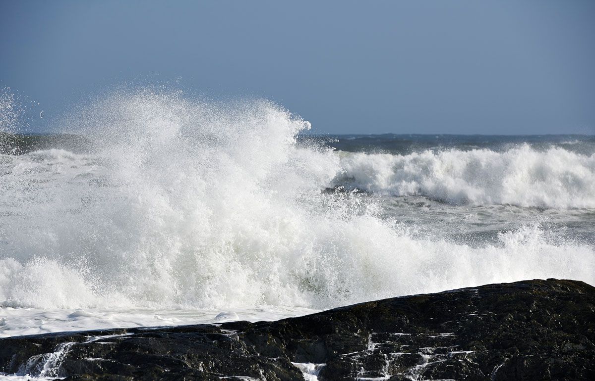Stormy seas after tropical cyclone passed through Nova Scotia, Cherry Hill Arties Cove, Nova Scotia, Canada