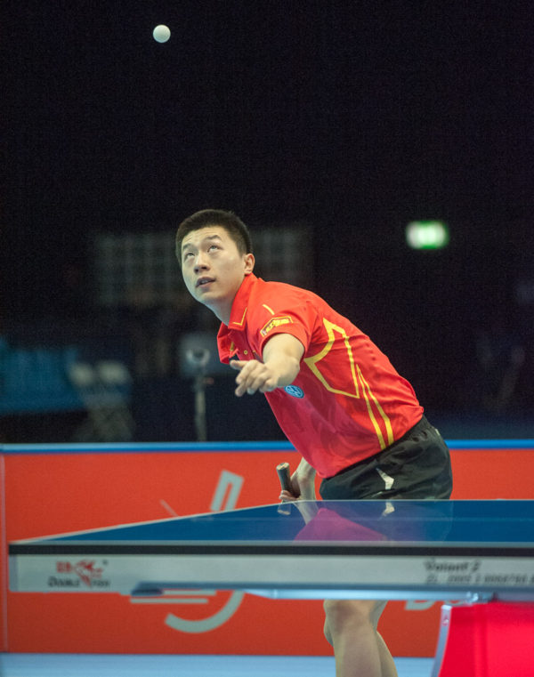 Long MA (CHN) the world #1, competes against Hao WANG (CHN) the world #2, during the ITTF Table Tennis Tour Grand Finals, ExCel Centre, London, England November 27, 2011. Long Ma went on to win the tournament beating Zhang Jike in the final.