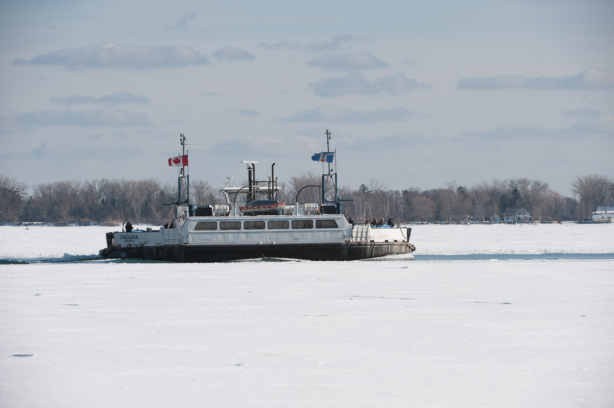 Toronto Island ferry breaks through ice, Lake Ontario, Toronto , Ontario, Canada