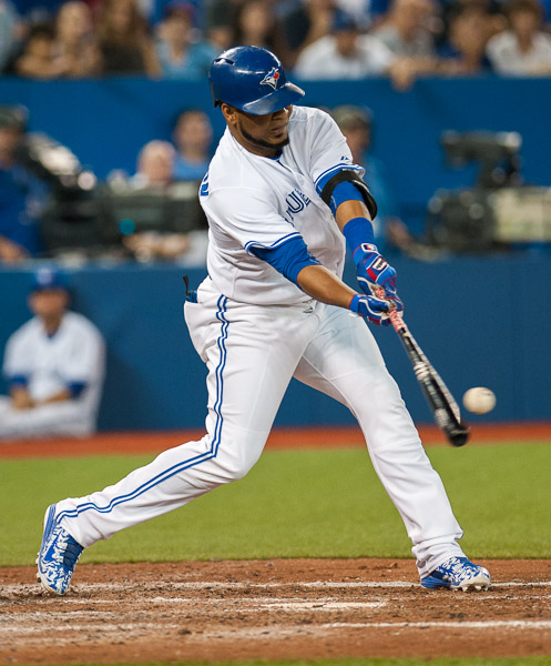 September 2 2015: Toronto Blue Jays Designated hitter Edwin Encarnacion (10) [4352] batting against Cleveland Indians in the second inning at Rogers Centre in Toronto, ON, Canada.